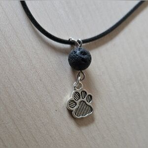 Silvertone Paw Pendant Aromatherapy Necklace